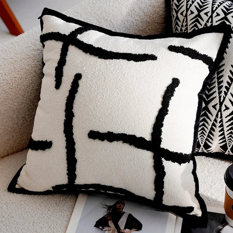 Forest Black and White Throw Pillow Cover