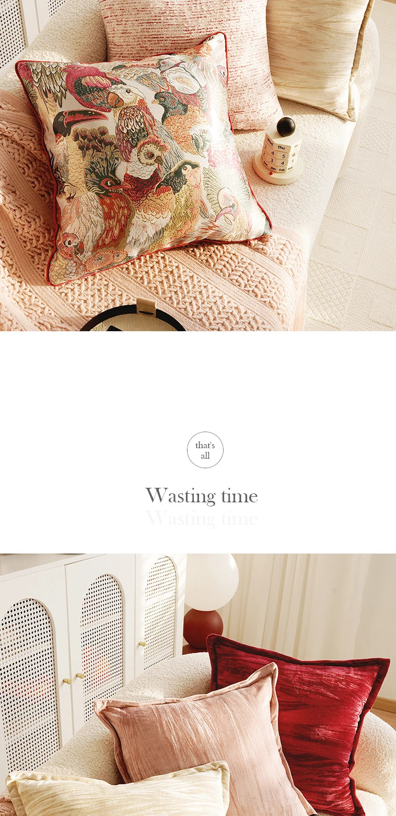 Pink Retro Throw Pillow Cover