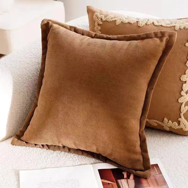 Cozy French Brown Throw Pillow Cover – Luxury Home Decor