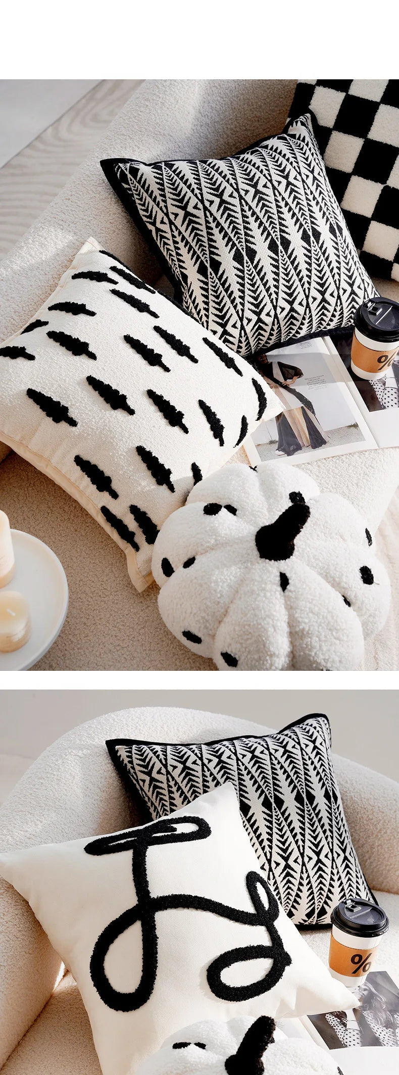 Forest Black and White Throw Pillow Cover
