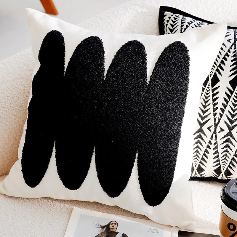 Forest Black and White Throw Pillow Cover