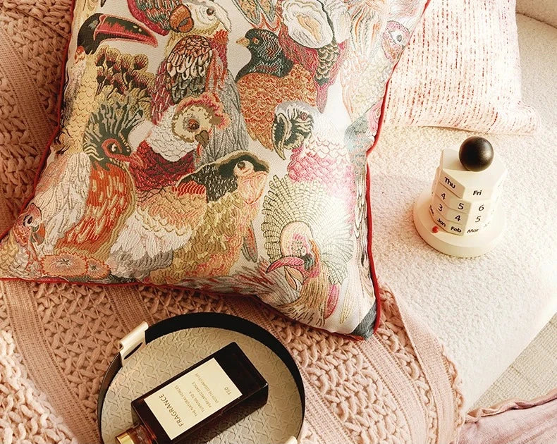 Pink Retro Throw Pillow Cover
