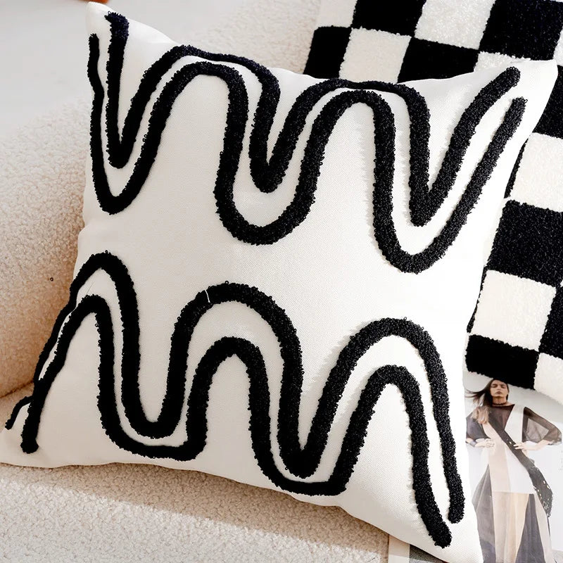 Forest Black and White Throw Pillow Cover