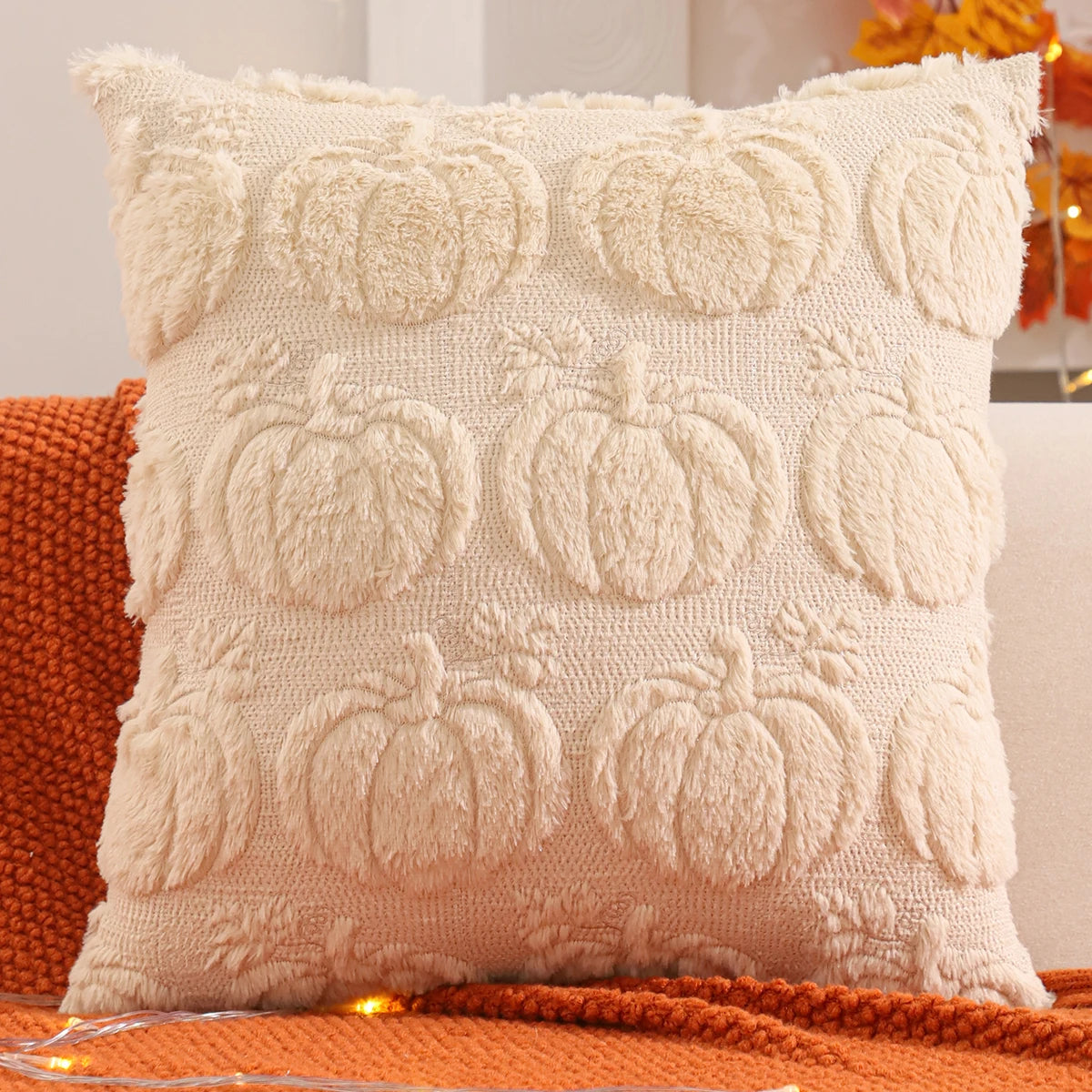Pumpkin Ghost Throw Pillow Cover, 18" x 18" & 12" x 20"