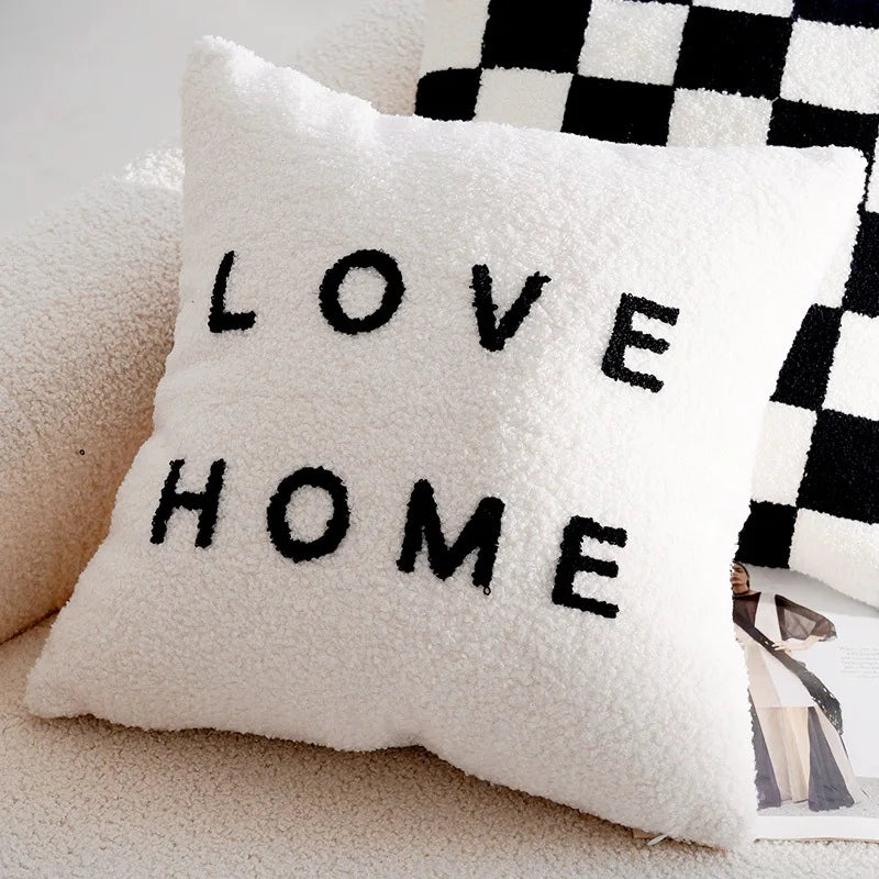 Forest Black and White Throw Pillow Cover