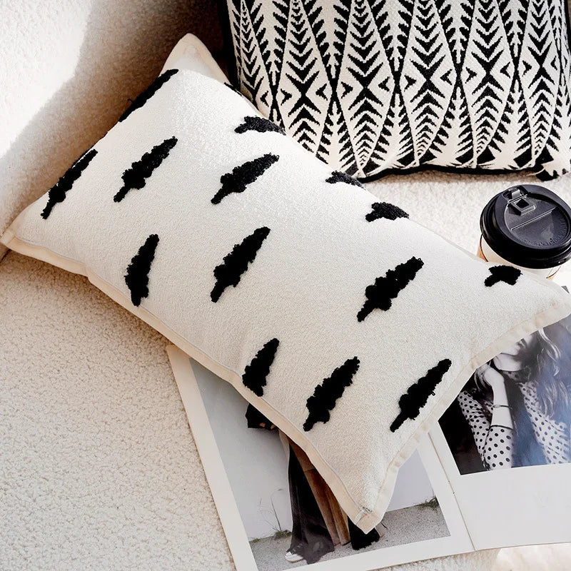 Forest Black and White Throw Pillow Cover