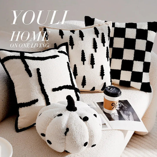 Forest Black and White Throw Pillow Cover