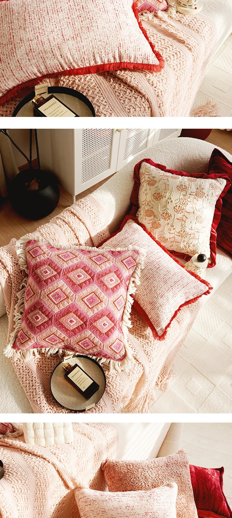 Pink Retro Throw Pillow Cover