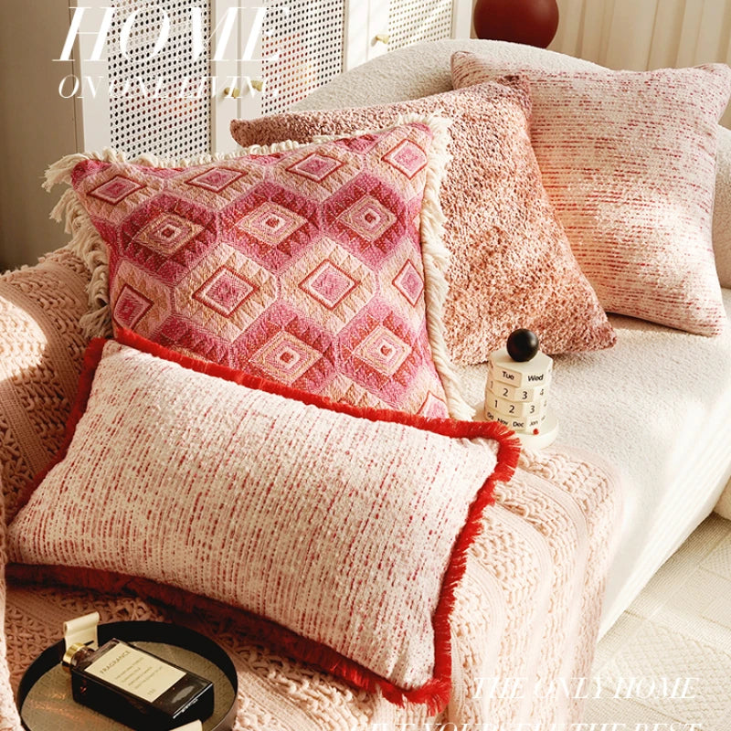 Pink Retro Throw Pillow Cover