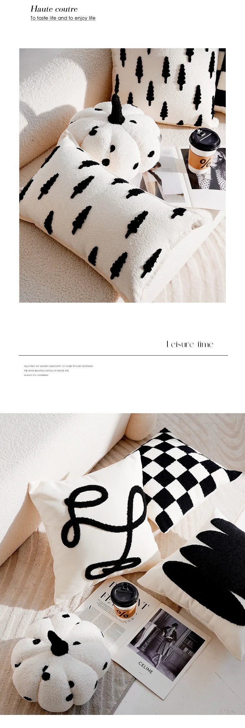 Forest Black and White Throw Pillow Cover