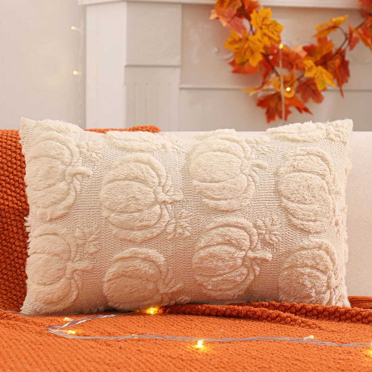 Pumpkin Ghost Throw Pillow Cover, 18" x 18" & 12" x 20"
