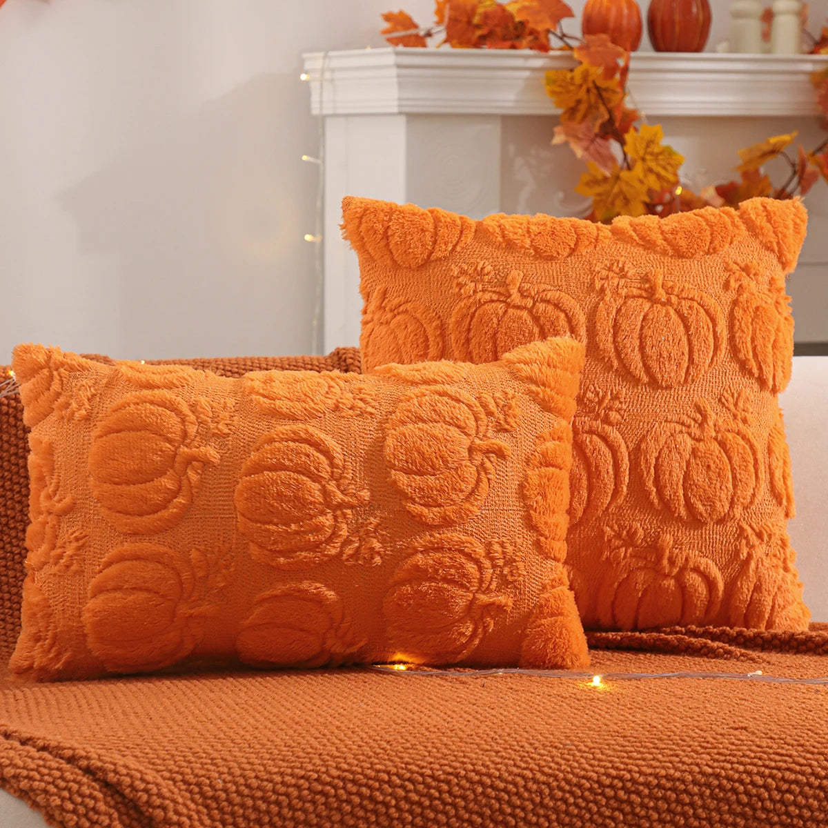 Pumpkin Ghost Throw Pillow Cover, 18" x 18" & 12" x 20"