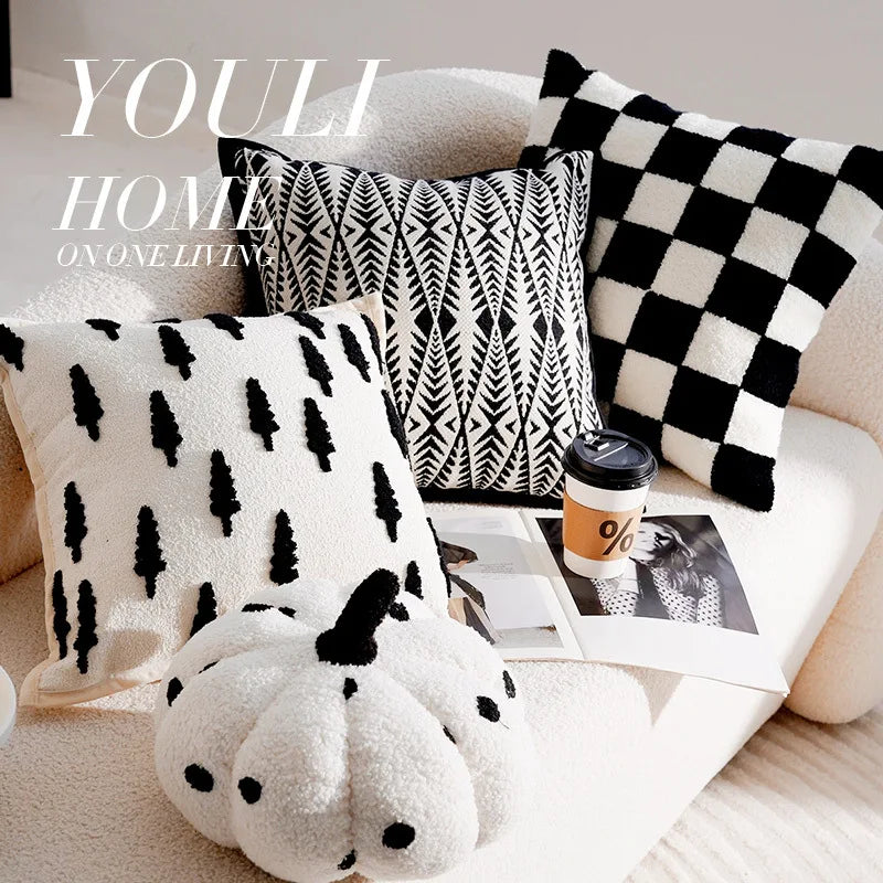 Forest Black and White Throw Pillow Cover