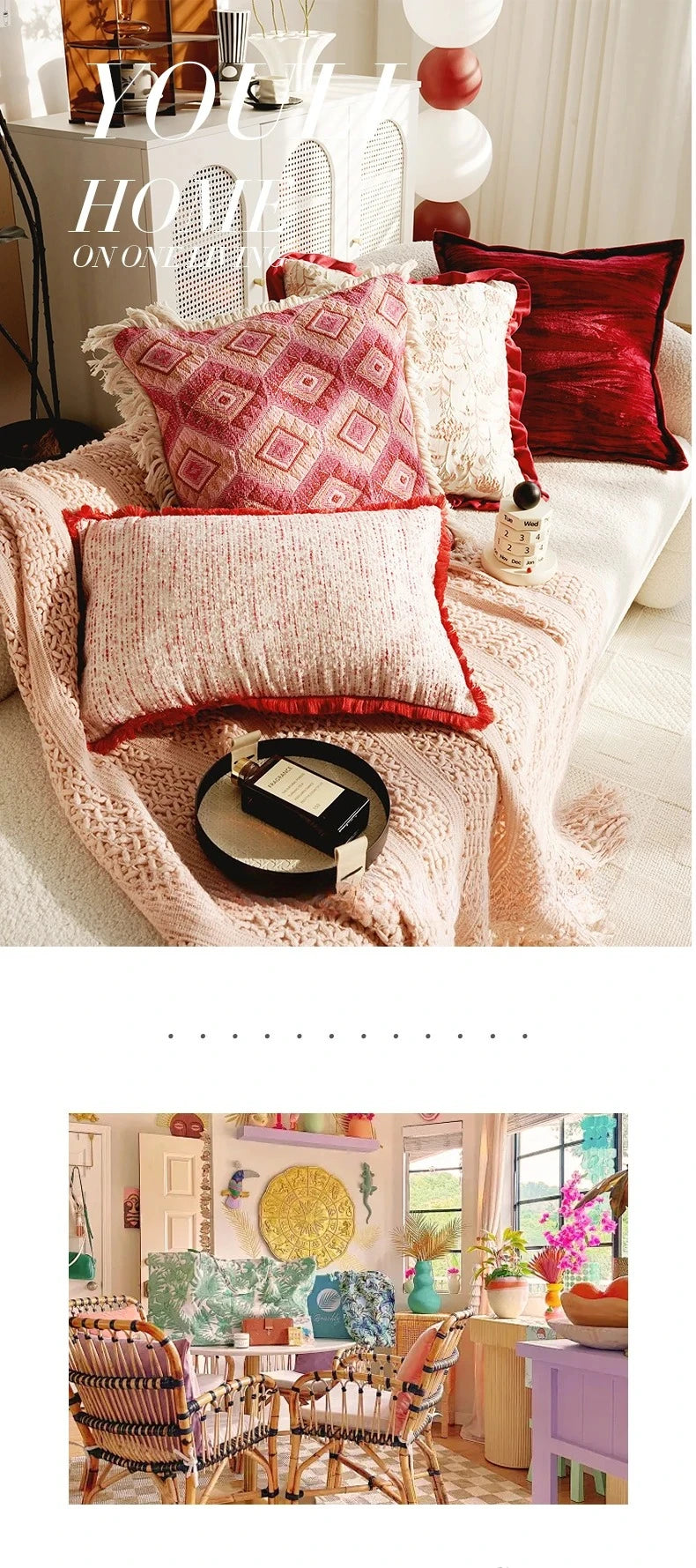 Pink Retro Throw Pillow Cover