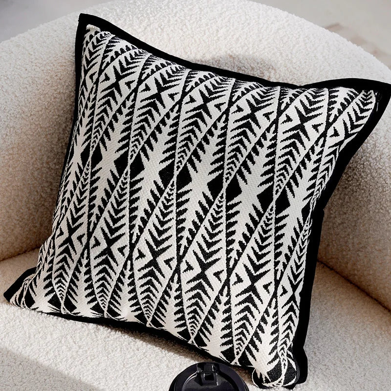 Forest Black and White Throw Pillow Cover