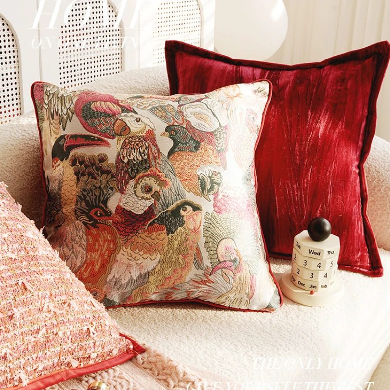 Pink Retro Throw Pillow Cover