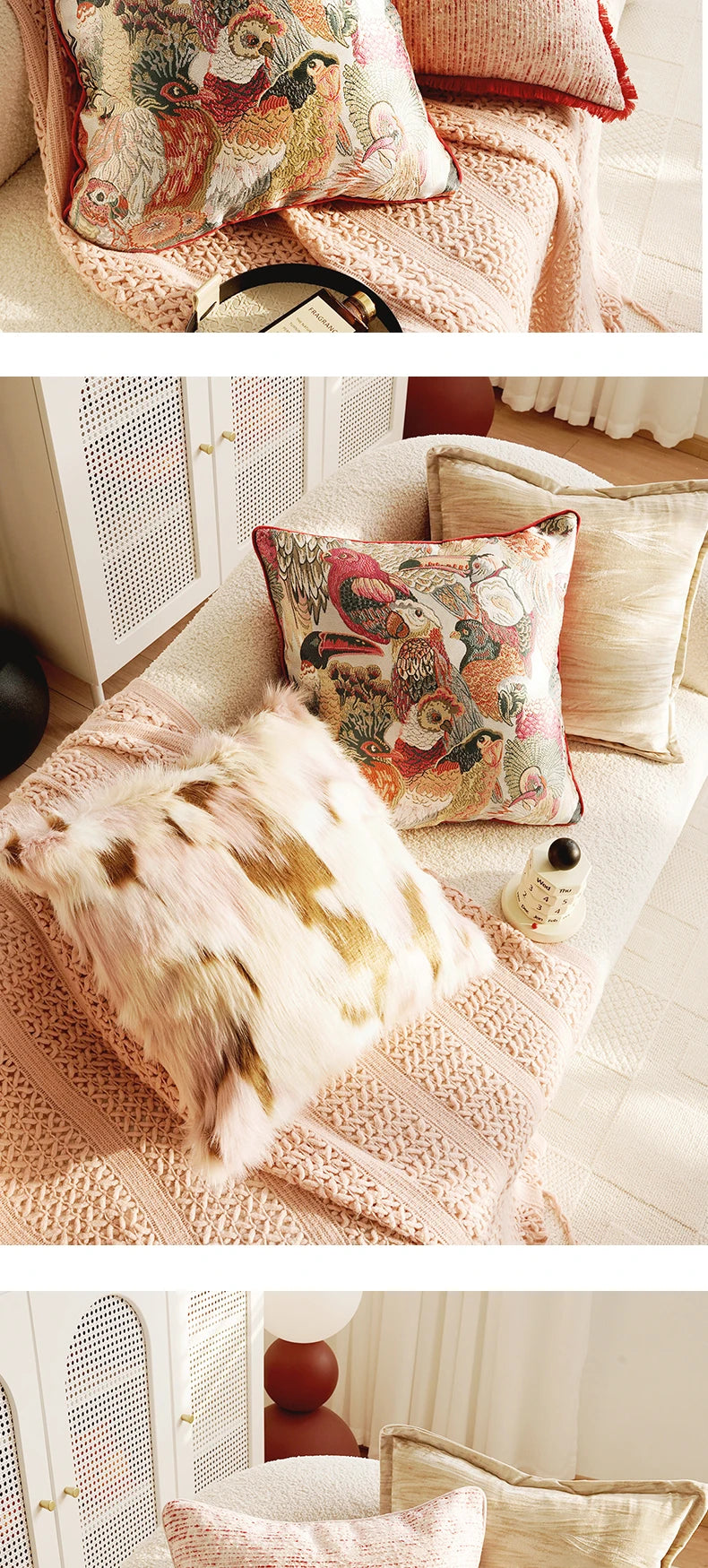 Pink Retro Throw Pillow Cover