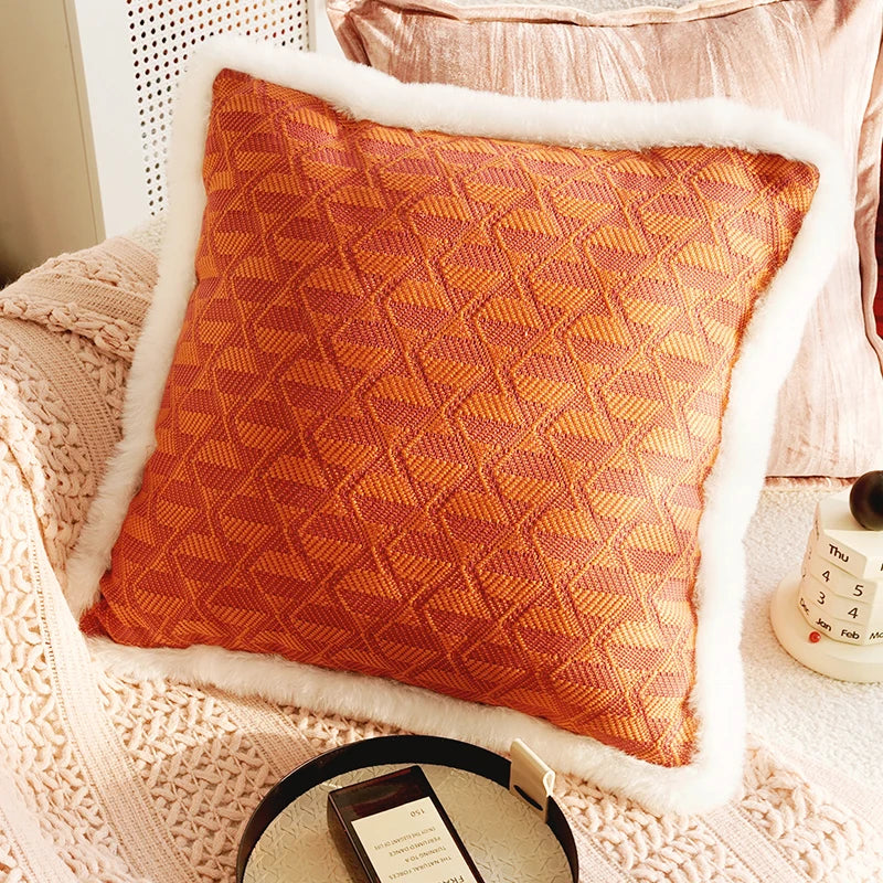 Pink Retro Throw Pillow Cover