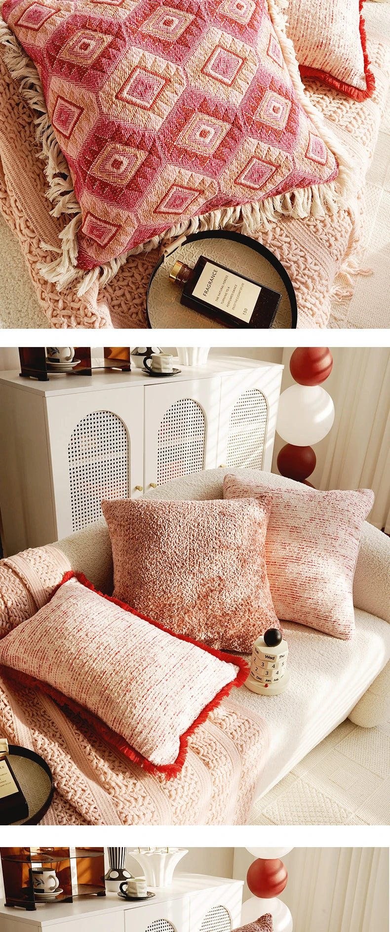 Pink Retro Throw Pillow Cover