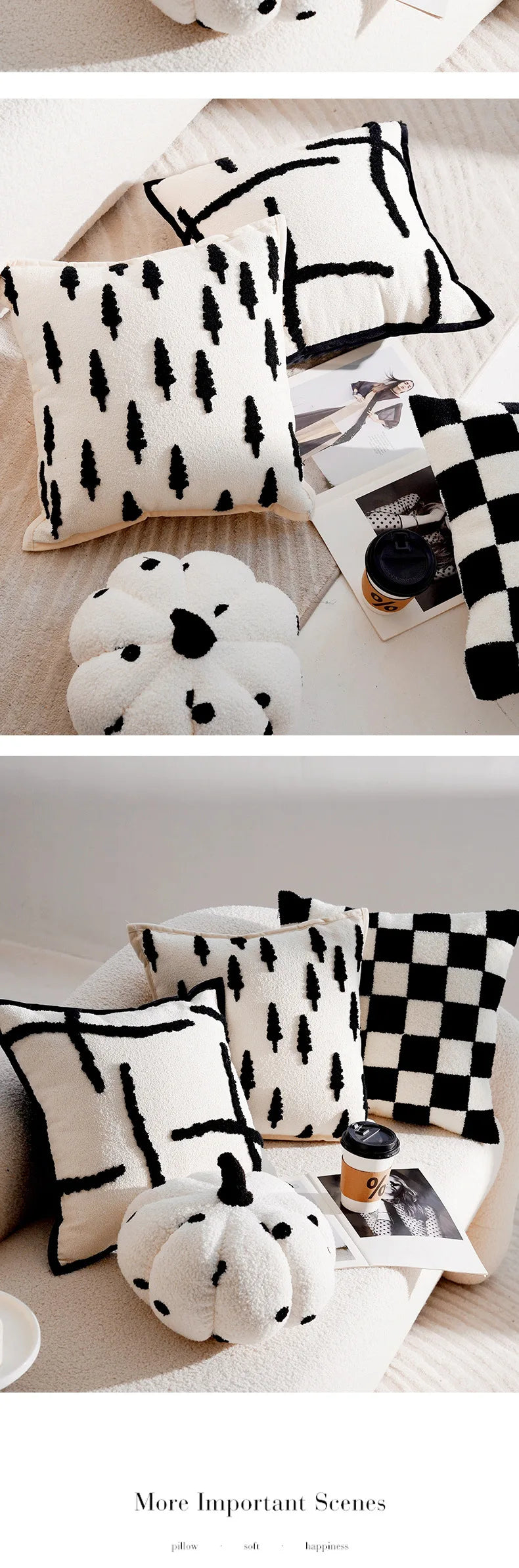 Forest Black and White Throw Pillow Cover