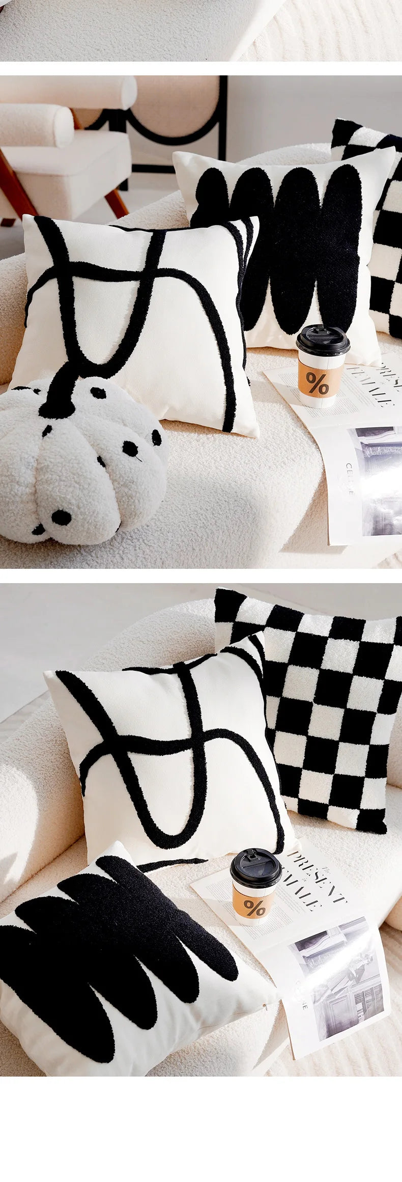 Forest Black and White Throw Pillow Cover