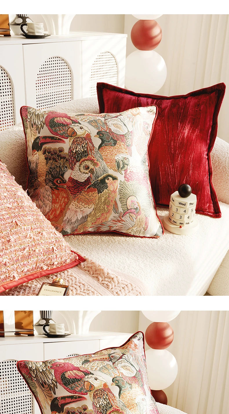 Pink Retro Throw Pillow Cover