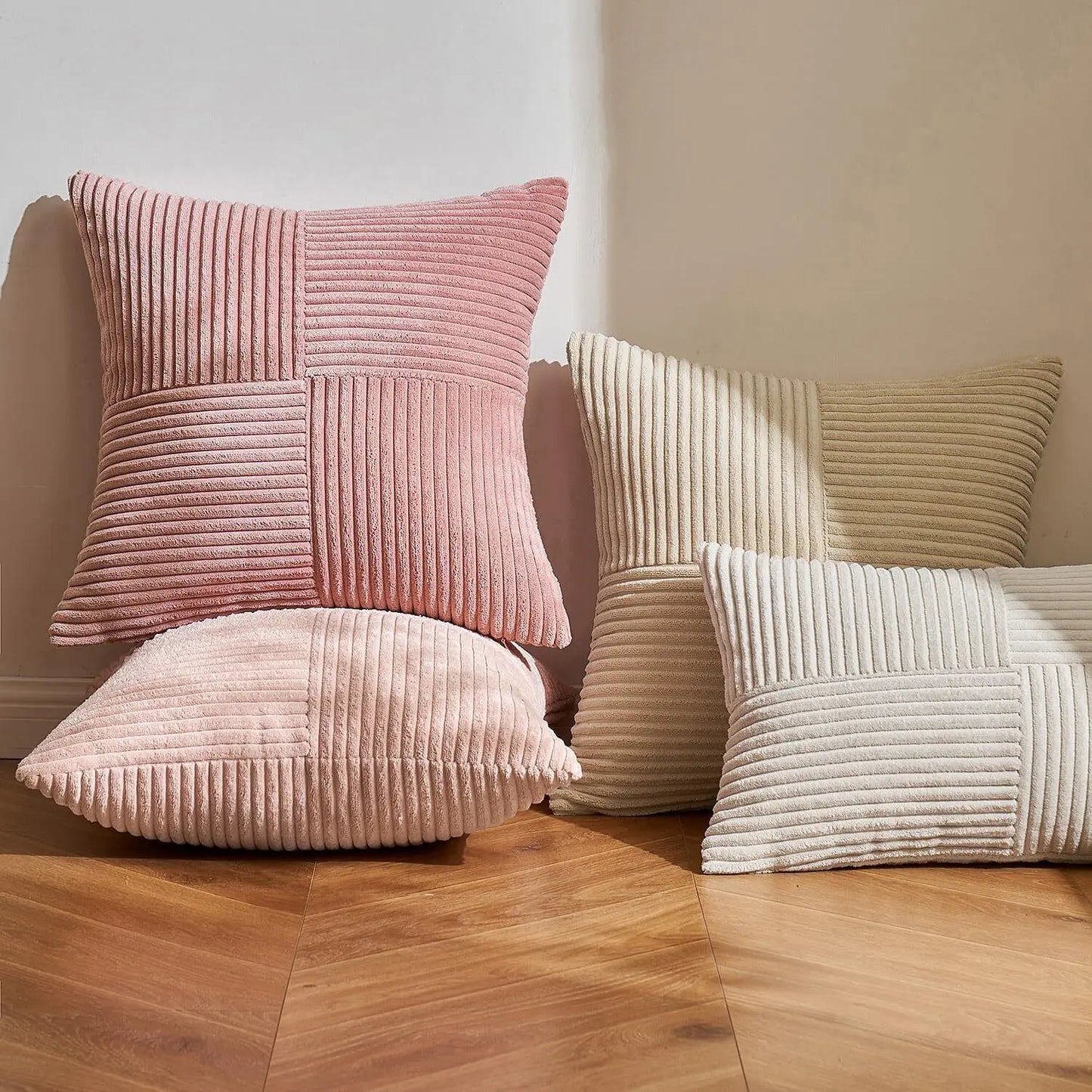 Striped Corduroy Throw Pillowcase 12x20 Inches