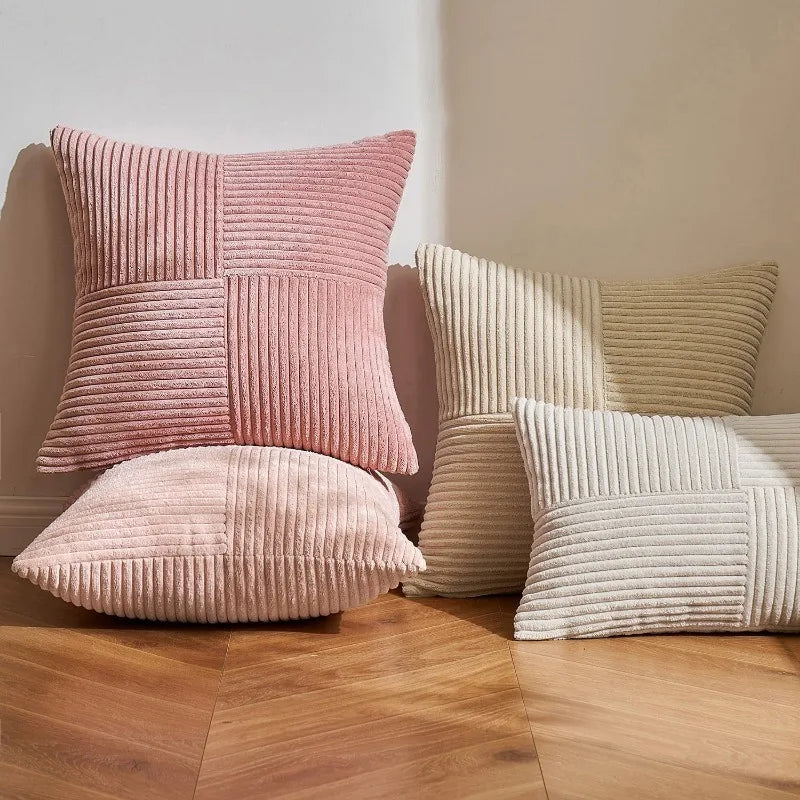 Striped Corduroy Throw Pillowcase 12x20 Inches