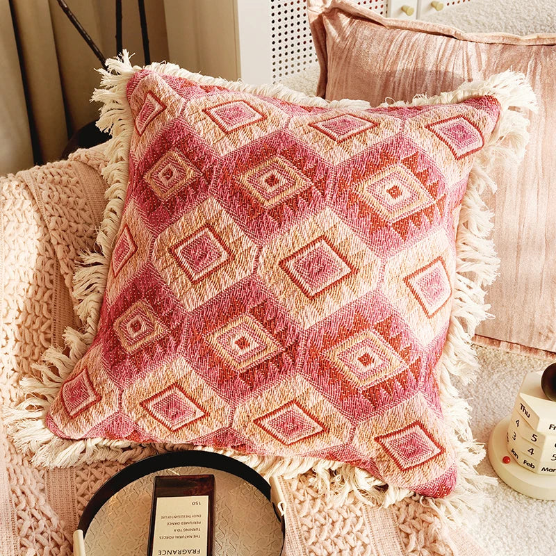 Pink Retro Throw Pillow Cover