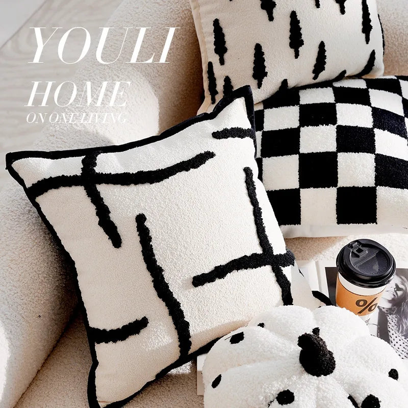 Forest Black and White Throw Pillow Cover