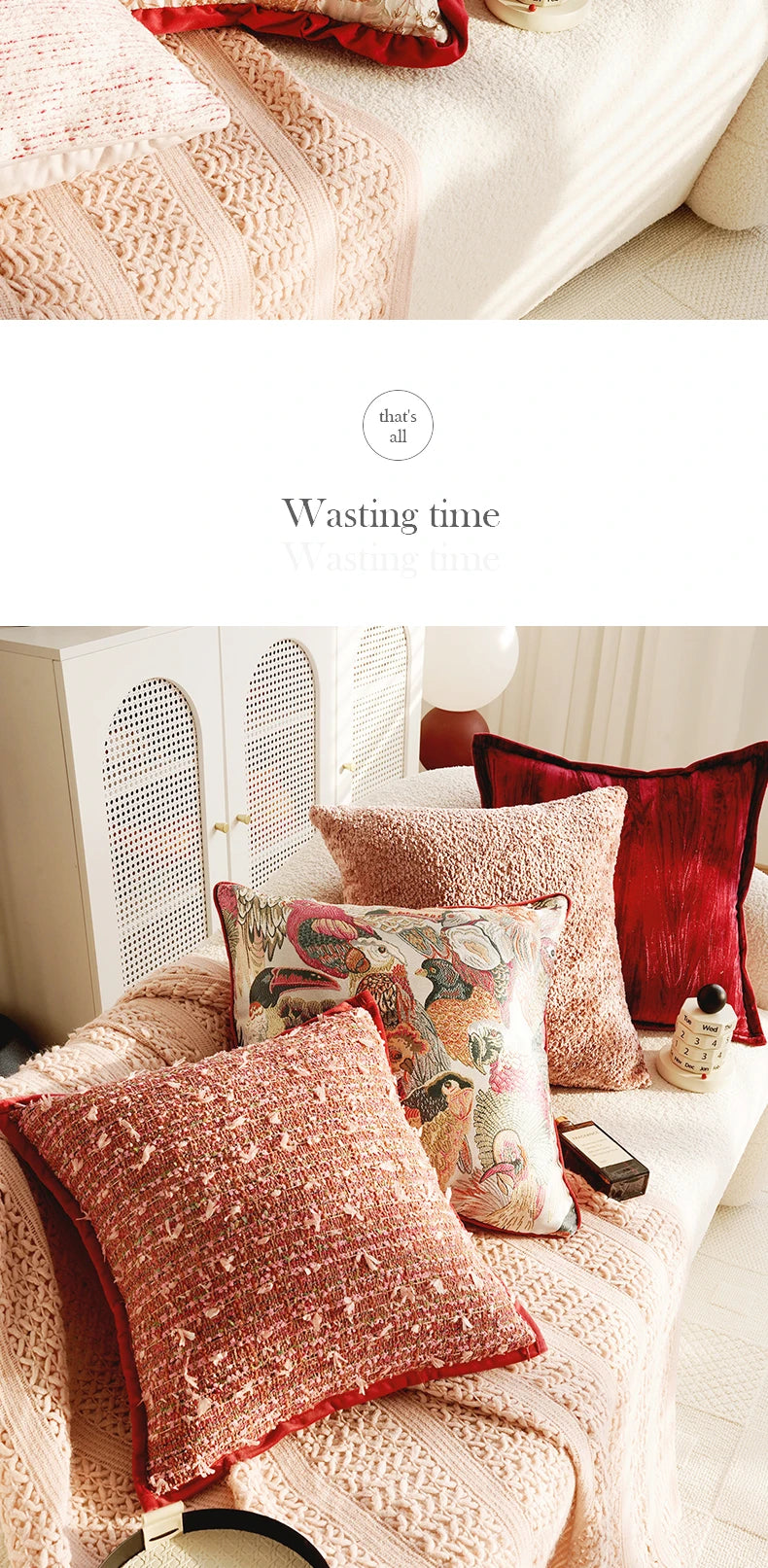 Pink Retro Throw Pillow Cover
